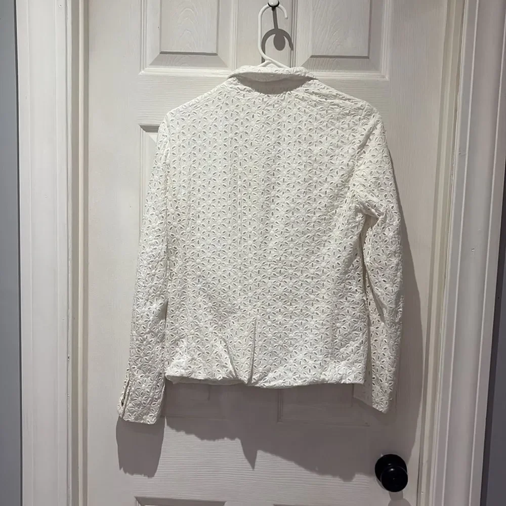 J. Crew Ivory Lace Blazer with eyelet. Schoolboy blazer with eyelet.